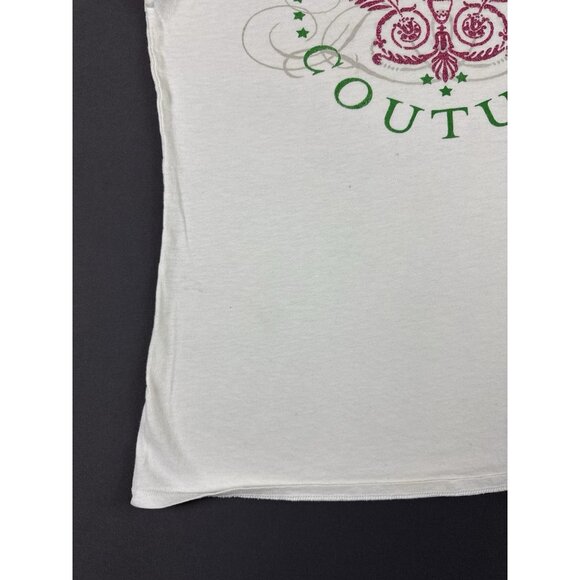 Juicy Couture Y2K XL White Shirt Womens Streetwear Hype Designer Art Tee - Picture 5 of 11